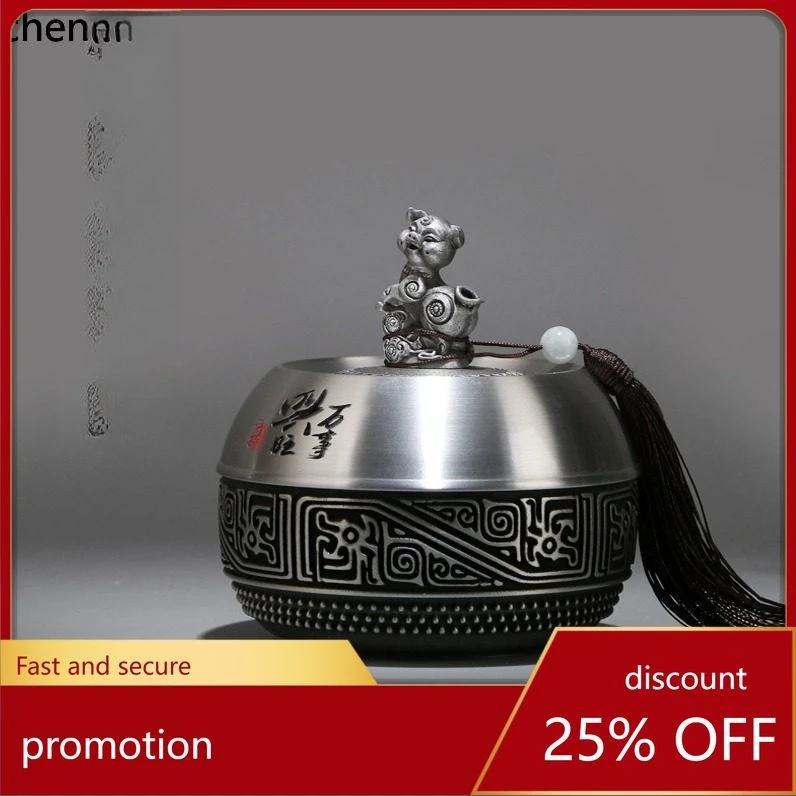 CZ Zodiac Tin Handmade Tea Canister, Pure Tin Sealed Tea Jar, Business Gift, Birthday Present for Friends and Clients