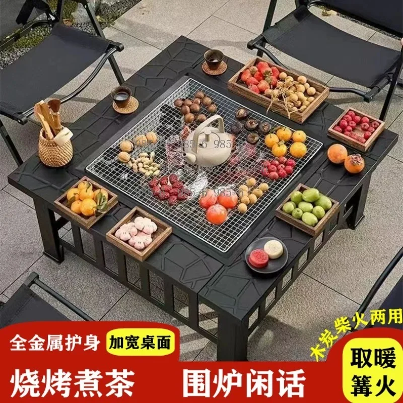 Outdoor Square Cooking Stove, Complete Kit for Backyard BBQ and Surrounding Tea Brewing