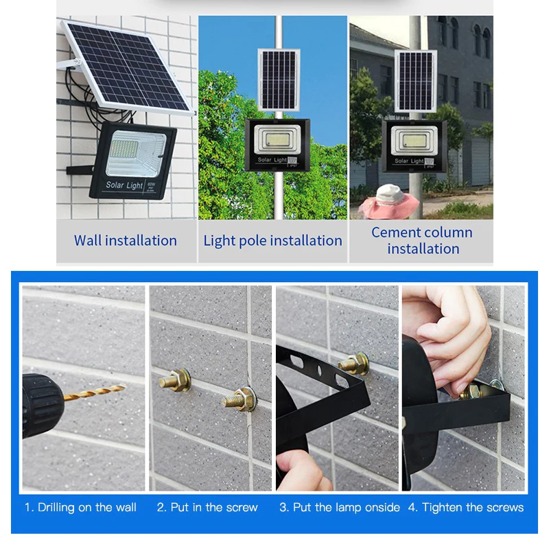 Outdoor LED Solar Light Waterproof Floodlight Panel Solar Lamp Foco Led Spotlights Wall Garden Solar Powere Sun Lighting