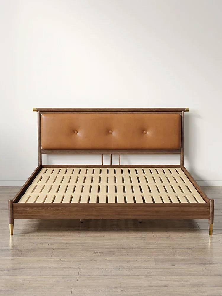 

Nordic ash solid wood bed walnut American Windsor double bed modern luxury