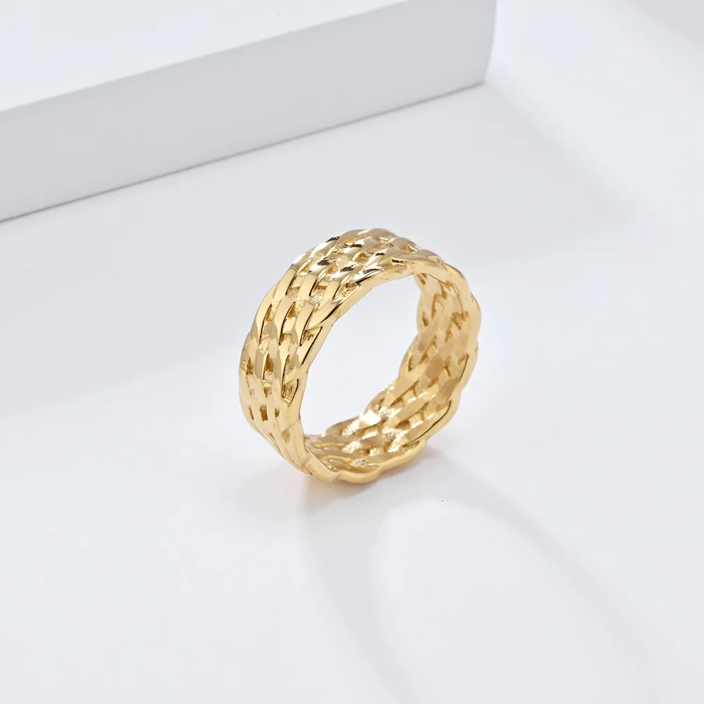 Stainless Steel Simple Retro 8mm Rope Weave Braided Ring Band Celtic Knot Jewelry for Men Women
