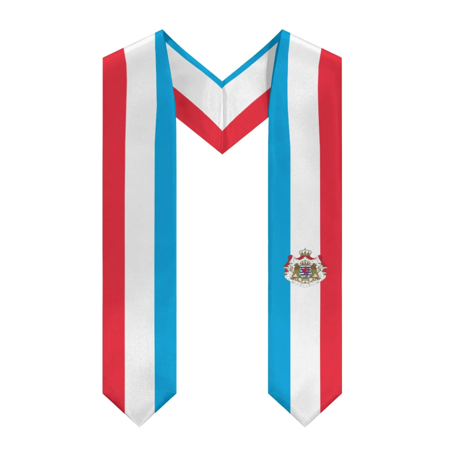 

2025 Luxembourg Flag V-neck Graduation Stole Shawl Sash Honor For Study Aboard International Students