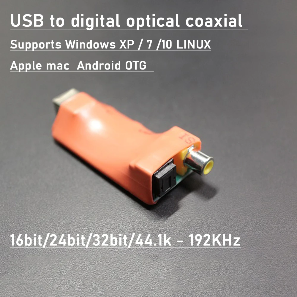 CT7601 USB do cyfrowy optyczny koncentrycznego IIS wyjście USB do SPDIF OTG USB 192K 24bit 32bit dla systemu Windows WIN7 WIN10 LINUX Android