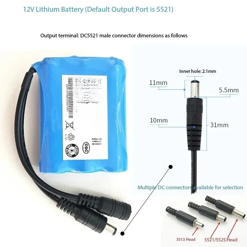 12V Lithium Battery Large Capacity Rechargeable 12 Volt Power Supply for LED Solar Light Outdoor Monitoring Fixed Speaker