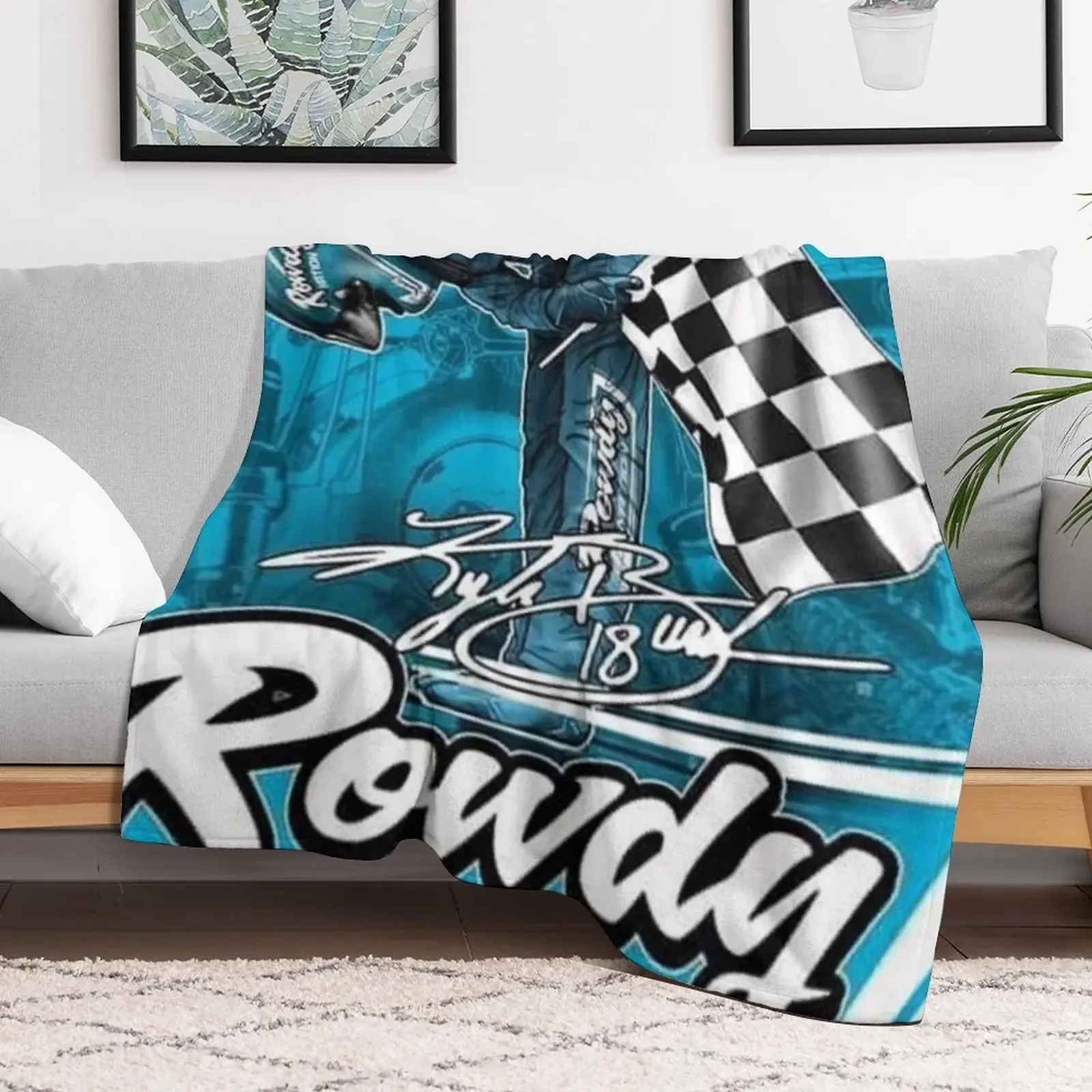 kyle busch racing Throw Blanket Flannel Fabric Loose Nap Hair Blankets