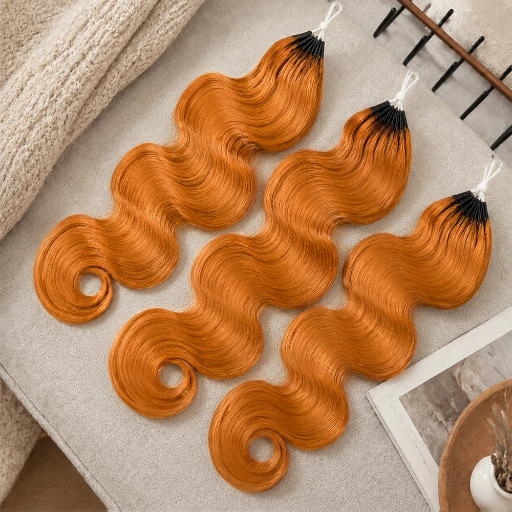 Crochet Braiding Hair - 350 Ginger Orange Body Wave Feather