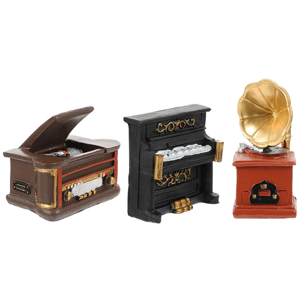 3Pcs Mini Retro Klavier Dekor Vintage Grammophon Player Desktop Hause Schmuck Mini Vintage Decor Tisch Dekoration