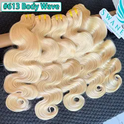SWANEE 10-30 Inç 12A Vietnamca 613 Sarışın Vücut Dalga Saç Uzatma Kıvırcık İnsan Saçları Örgü Paketi Kıvırcık Platin Sarı Saç