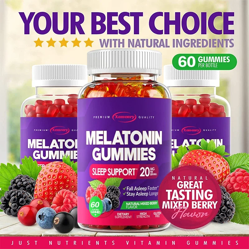 Melatonin Gummies - Improves Insomnia, Relieves Stress, Promotes Sleep, Enhances Immunity, and Supports Health