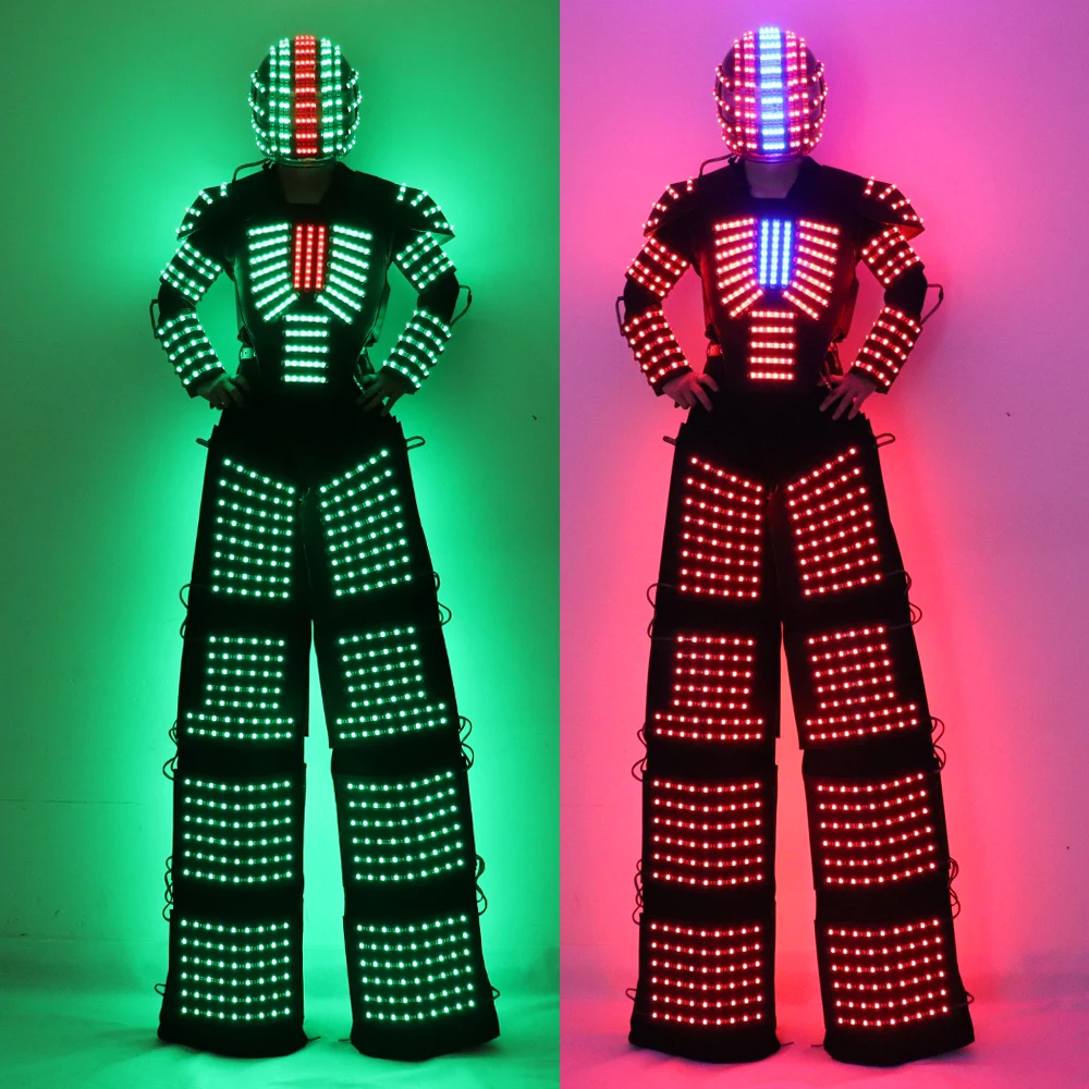 LED 발광 로봇 의상 크리오만 라이트 업 로봇 슈트 데이비드 게타 LED 스틸츠 워커 의상 무대 조명 레이저 쇼