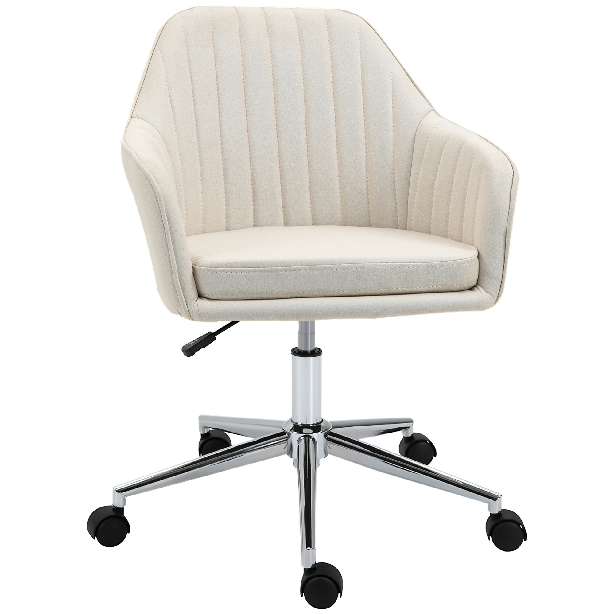 Vinsetto Silla de Oficina Silla de Escritorio Giratoria con Altura Ajustable y Reposabrazos para Estudio Tocador 61x59x96cm Beige