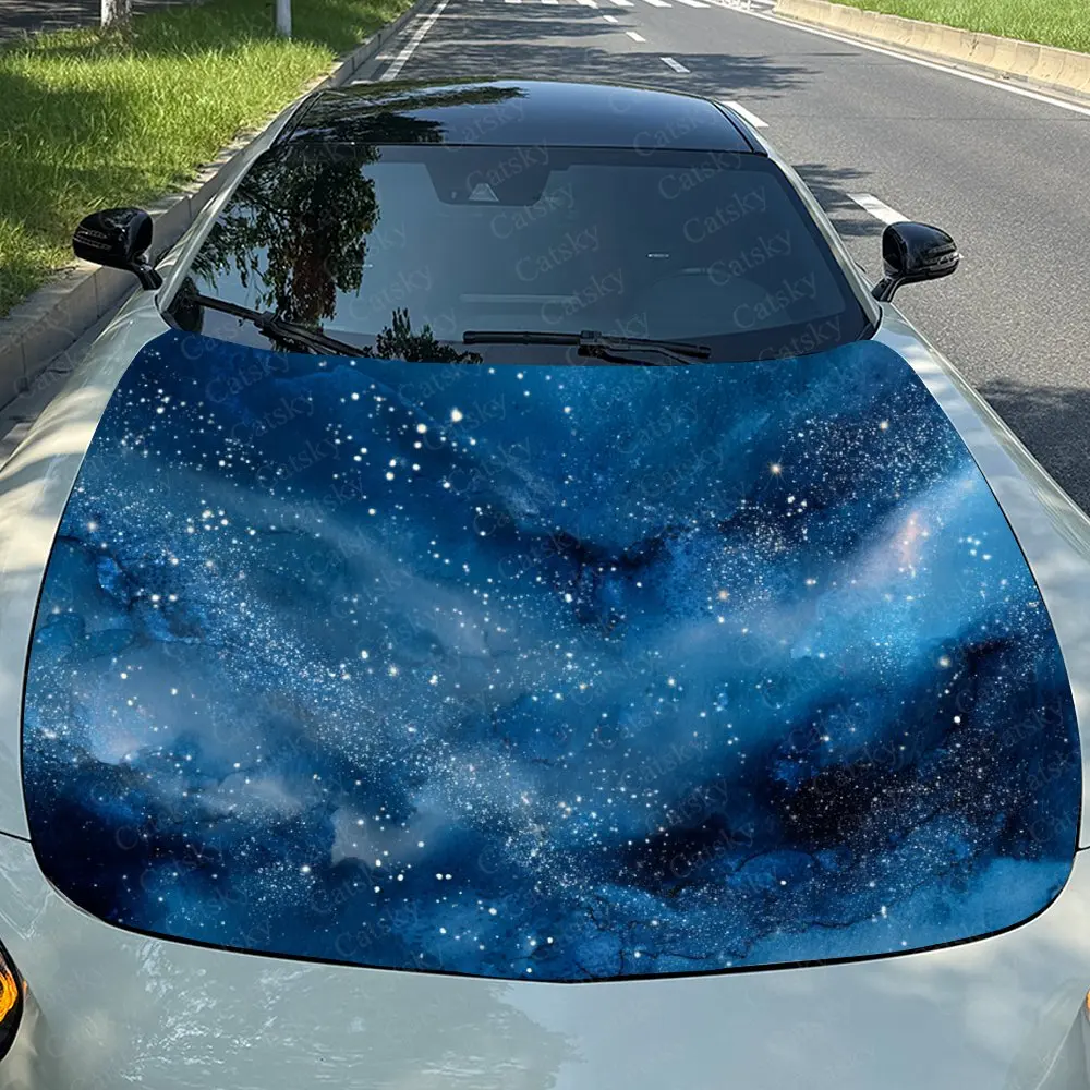 

Blue Fluid Texture Car Hood Stickers, Waterproof And Wear-resistant Decorative Stickers, Car Film Stickers, Decorative Scratch M