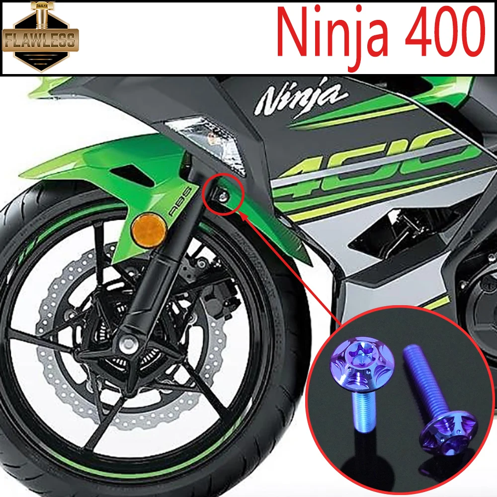 FLAWLESSTI Gr5 Titanium Bolt Front Brake Caliper Disc Pin ABS Sensor Line Fender Side Cover Bolt Axle Nut For Kawasaki Ninja 400
