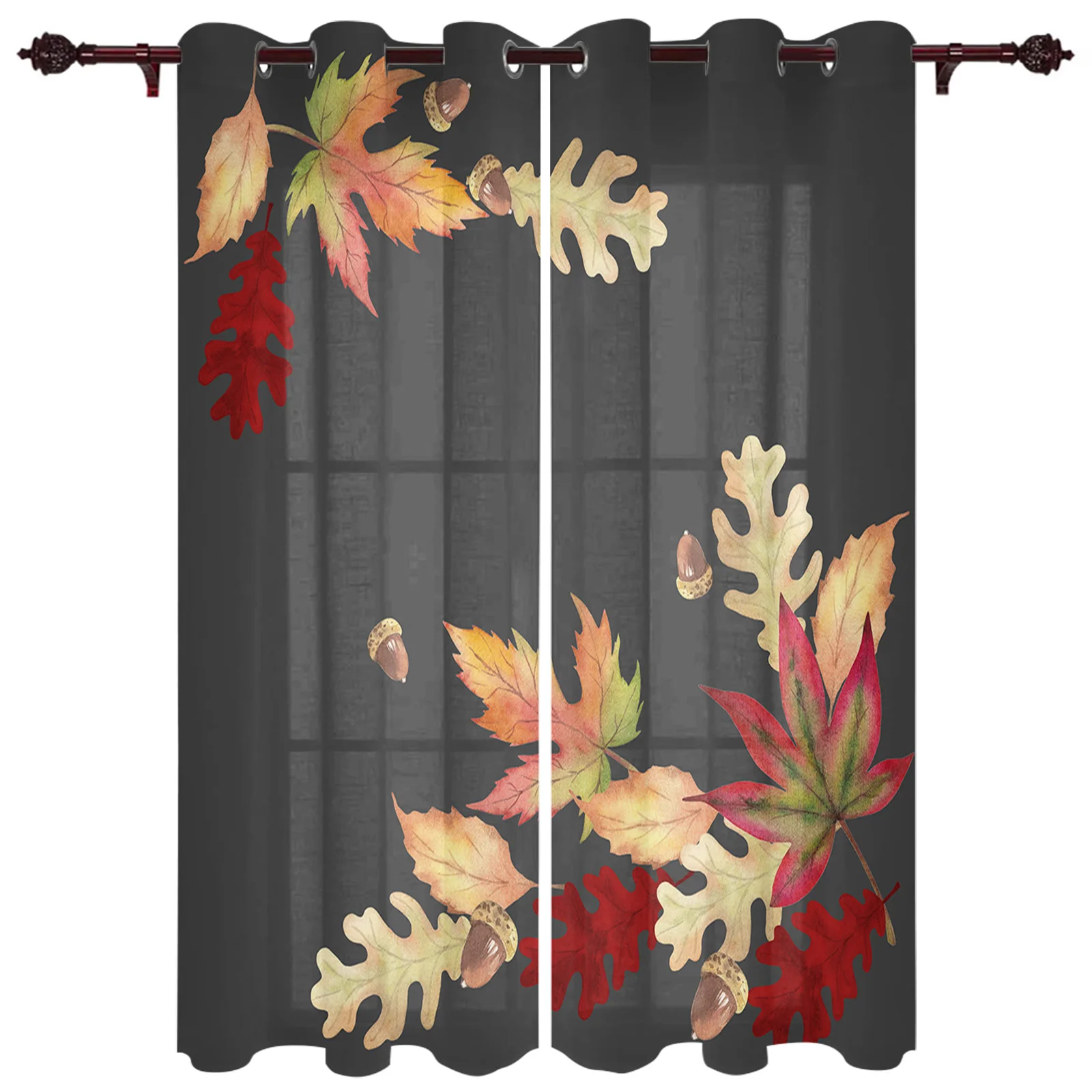 

Watercolor Maple Leaf Modern Window Curtains for Living Room Bedroom Curtain Kitchen Treatment Blinds Drapes