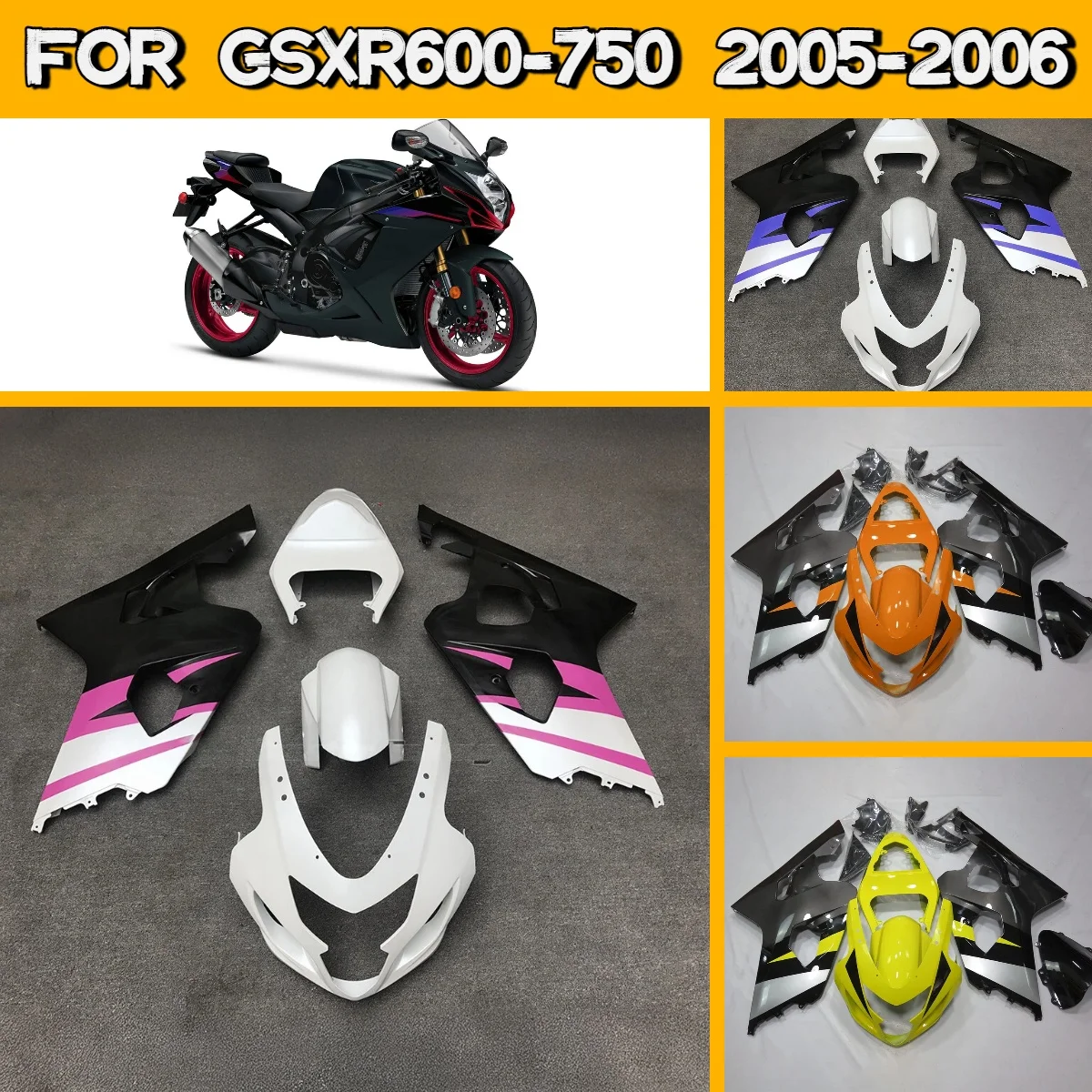 

For 2004 2005 Suzuki GSXR600 GSXR750 Motorcycle Fairing Kit Injection Molded Parts 04 05 GSXR 600 750 Custom Hot Style Fairings