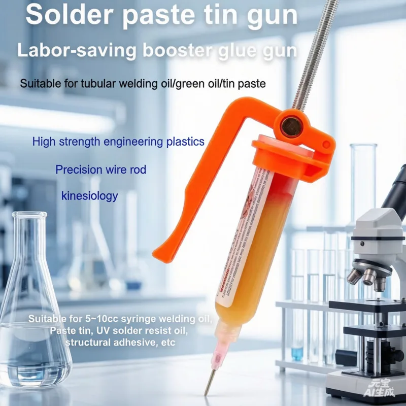 10CC Solder Paste Dispenser Syringe with Aluminum Pusher - Heavy Duty UV Solder Mask Ink & Flux Oil Applicator Tool DIY Welding - view 3