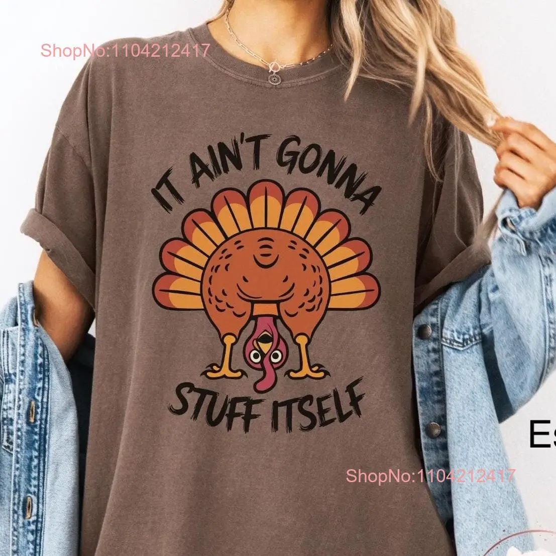 Comfort Colors Funny Thanksgiving T Shirt It Aint Gonna Stuff Itself Turkey Fall Top Oversized Family