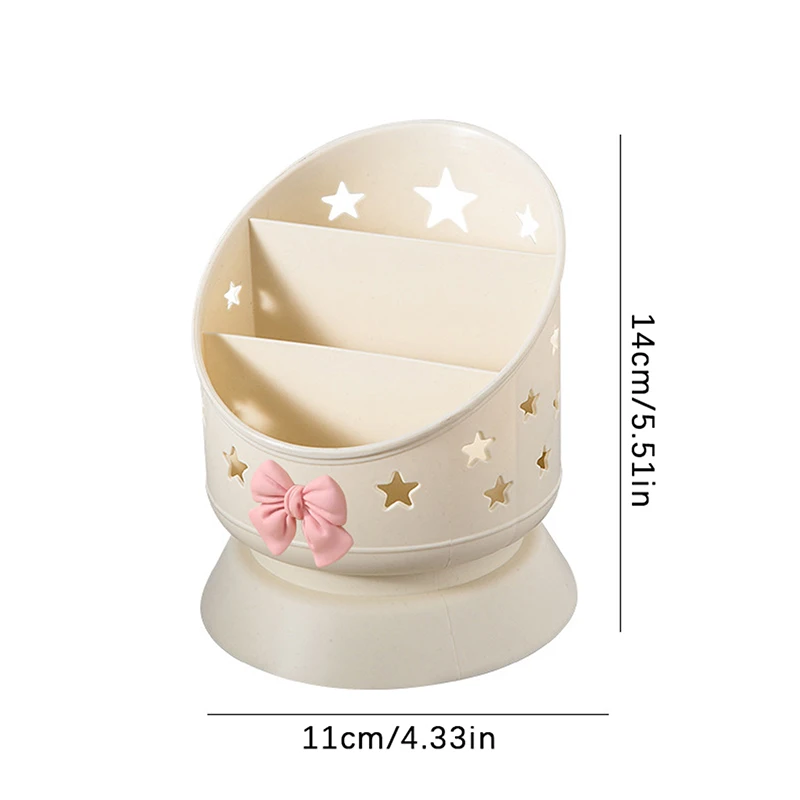 Cute Bow Makeup Brush Storage Tube Case Portable Desktop Organizer Eyebrow Pencil Lip Liner Organizer Makeup Tools