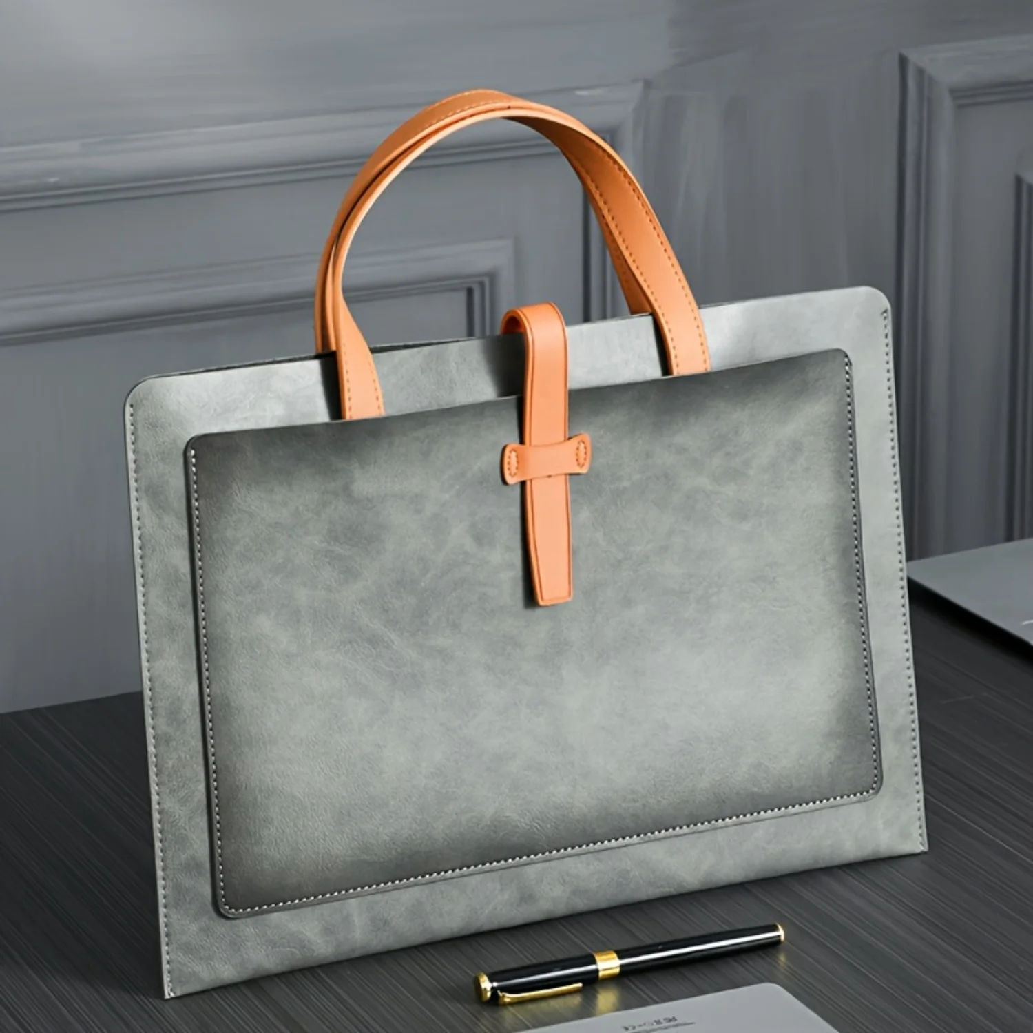 Large Capacity PU Leather Business Briefcase, Waterproof Handbag