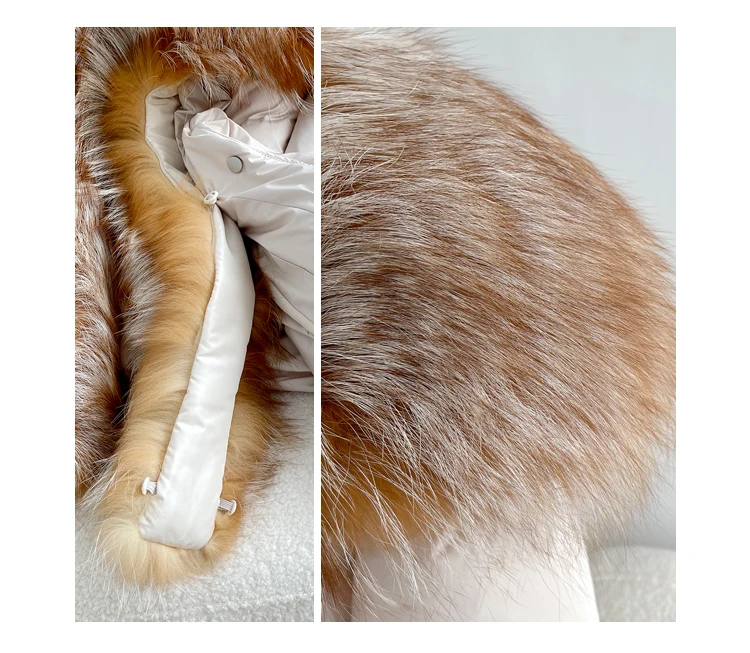 2026 New Autumn 90 Winter Goose Down Jacket Warm Women Coat Oversized Real Fox Fur Collar Thick Luxury Fashion Outerwear