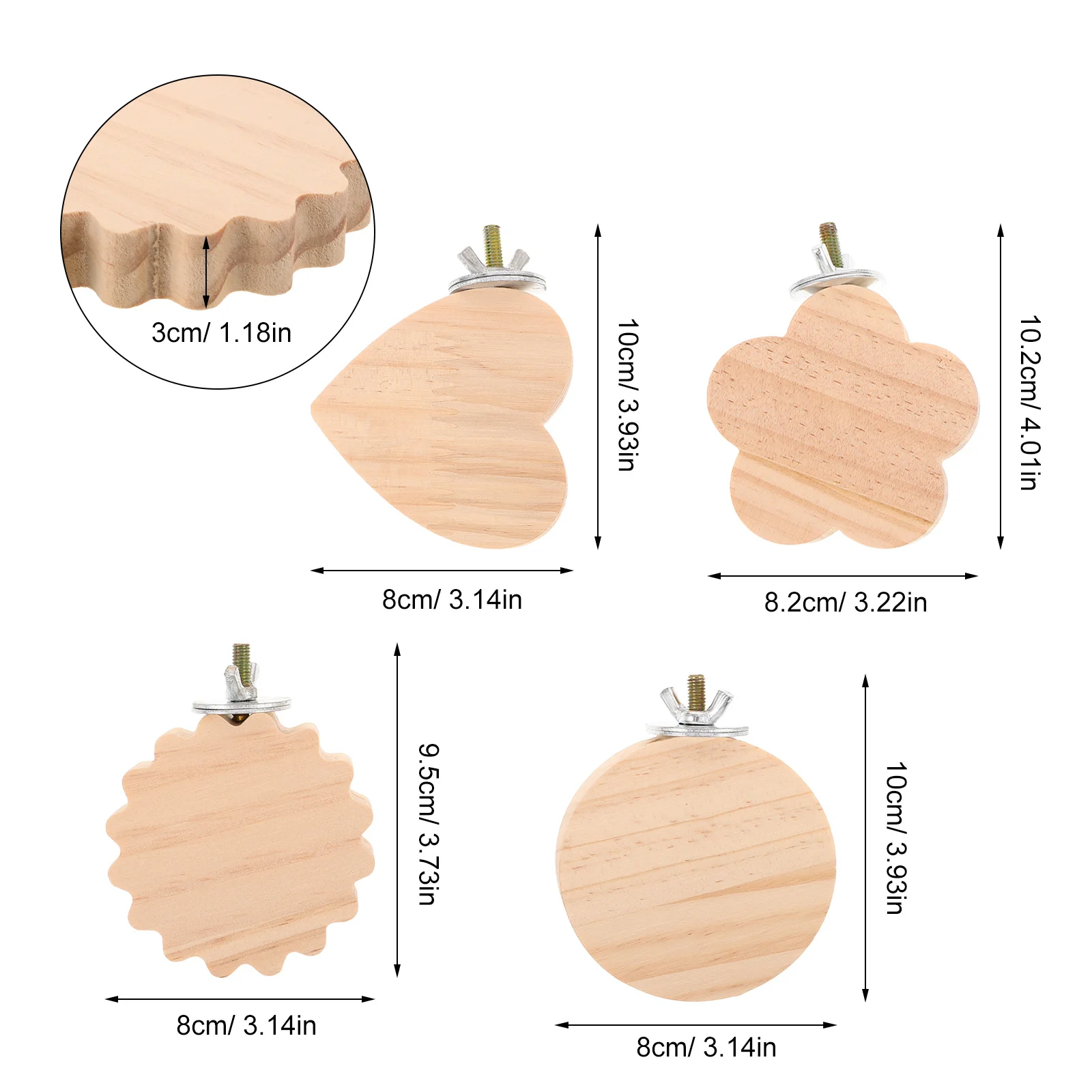 4 Stück Papageien-Barsch-Ständer, Holzplattform, ruhender Spielplatz für Wellensittiche, Nymphensittiche, kleine Vögel, Vogelkäfig-Zubehör