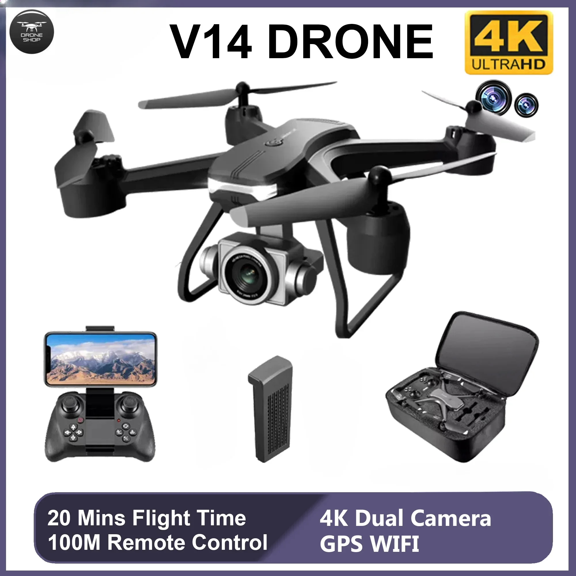 

V14 Drone Professional 6K HD Dual Camera Wide Angle 1080P WiFi FPV Drones Quadcopter Helicopter drop resistant Kids Dron Toys