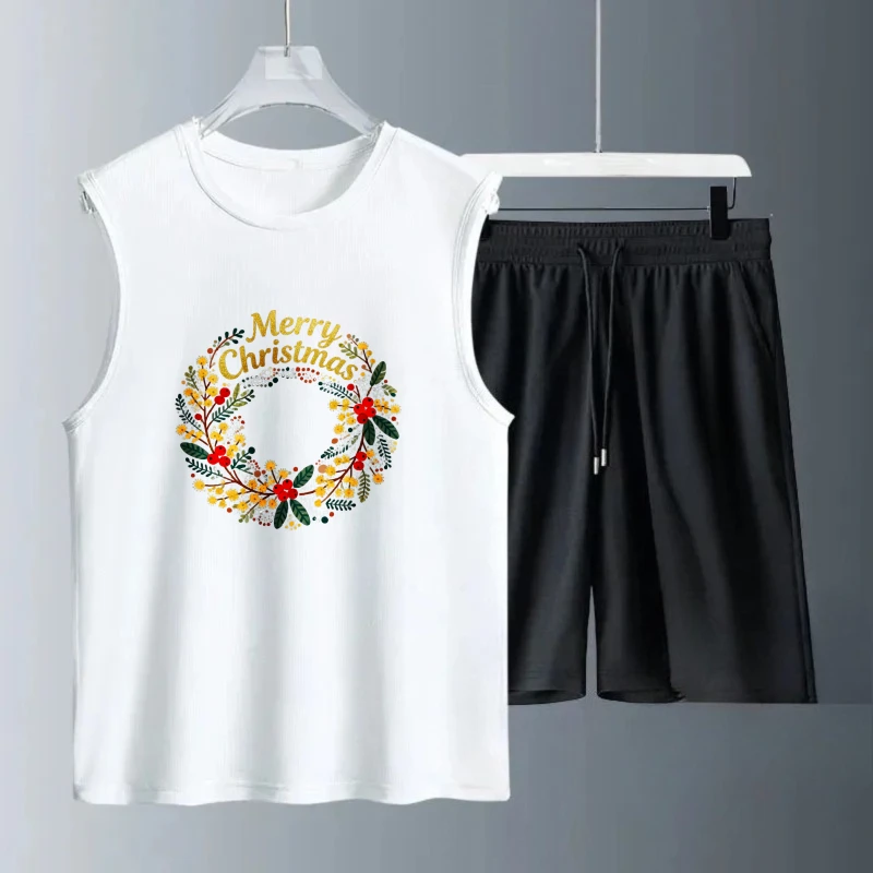 Men's Tank top Sets Short Sleeve+ Shorts men's clothing Summe Polyester Fashion Breathable football clothing set