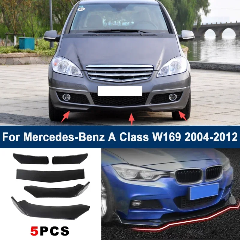 

Adjustable 5Pcs Sectional Front Spoiler Lip For Mercedes-Benz A Class W169 2004-2012 Front Bumper Splitter Sport Body Kit