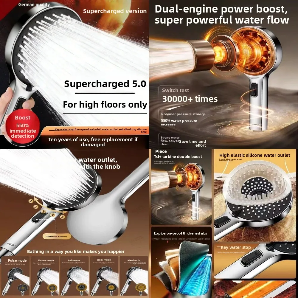 

Душевая лейка высокого давления с усиленным потоком воды для эффекта спа-процедур в ванной, массажный распылитель с регулируемым потоком