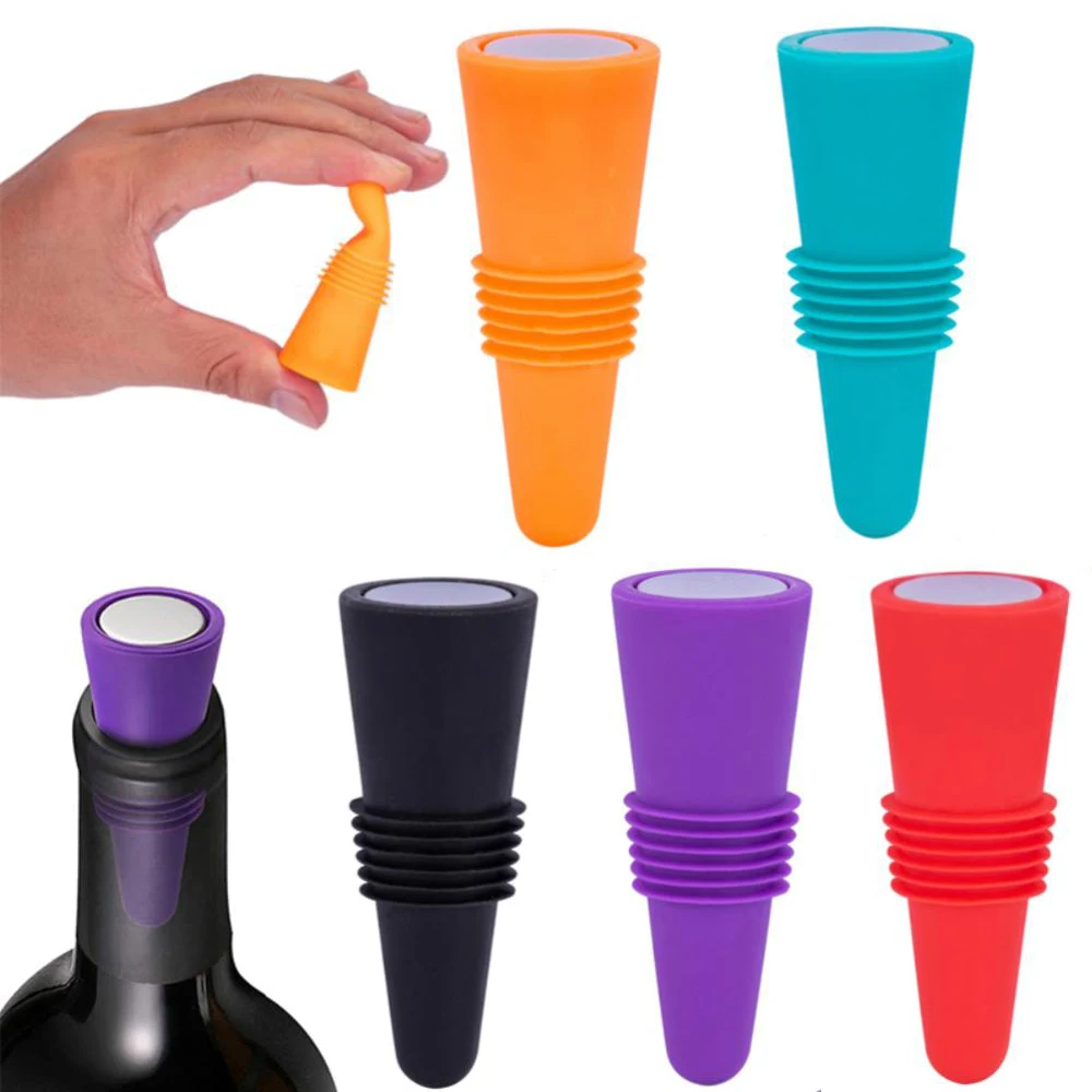 Set di tappi per bottiglie di vino in Silicone accessori per whisky a prova di perdite tappo per bottiglia di Champagne più vicino accessori per Bar con coperchio in sughero per vino