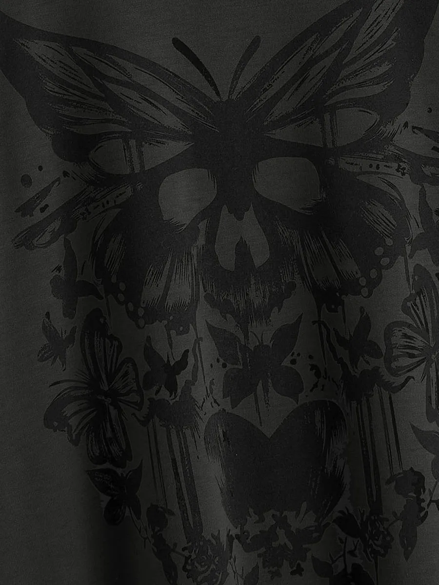 

Women s Loose Pullover Sweatshirt Casual Long Sleeve Crew Neck Butterfly Skull Print Fall Tops