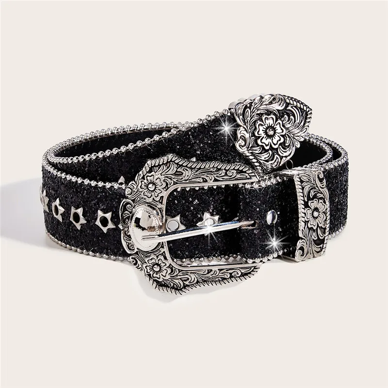 

Belt For Women American Vintage Decorative Skirt Paired With Suit Personalized Belt Subculture Black Belt