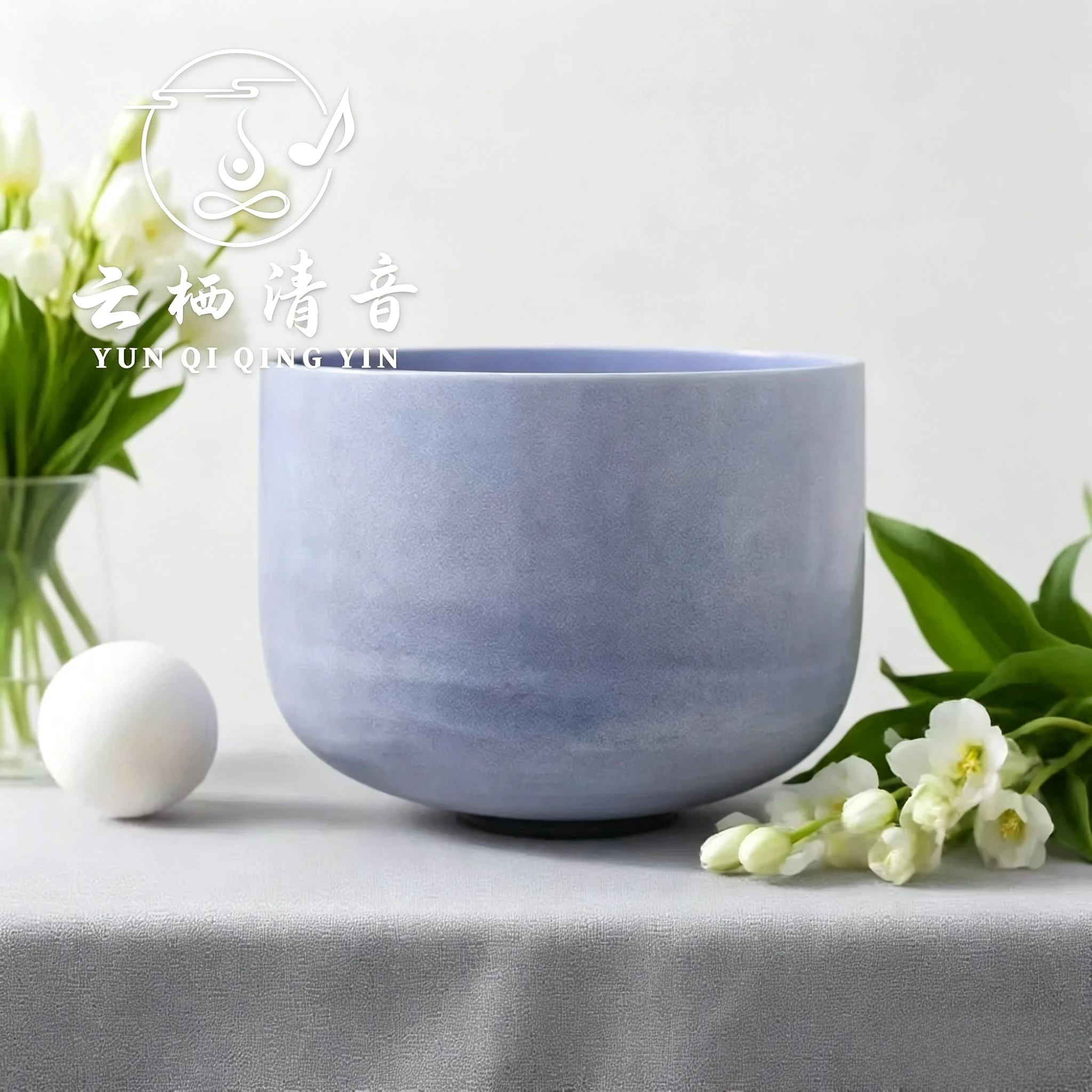 YUN QI QING YIN 10Inch Sapphire Gemstone Fusion Singing Bowl Clear Quartz Sound Bowl For Yoga Meditation Sound Bath & Chakra Healing