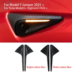 Cubierta de cámara lateral de fibra de carbono Real para Tesla Model Y Juniper 2025/3 + Highland 2024, cubierta embellecedora de señal de giro, accesorios exteriores
