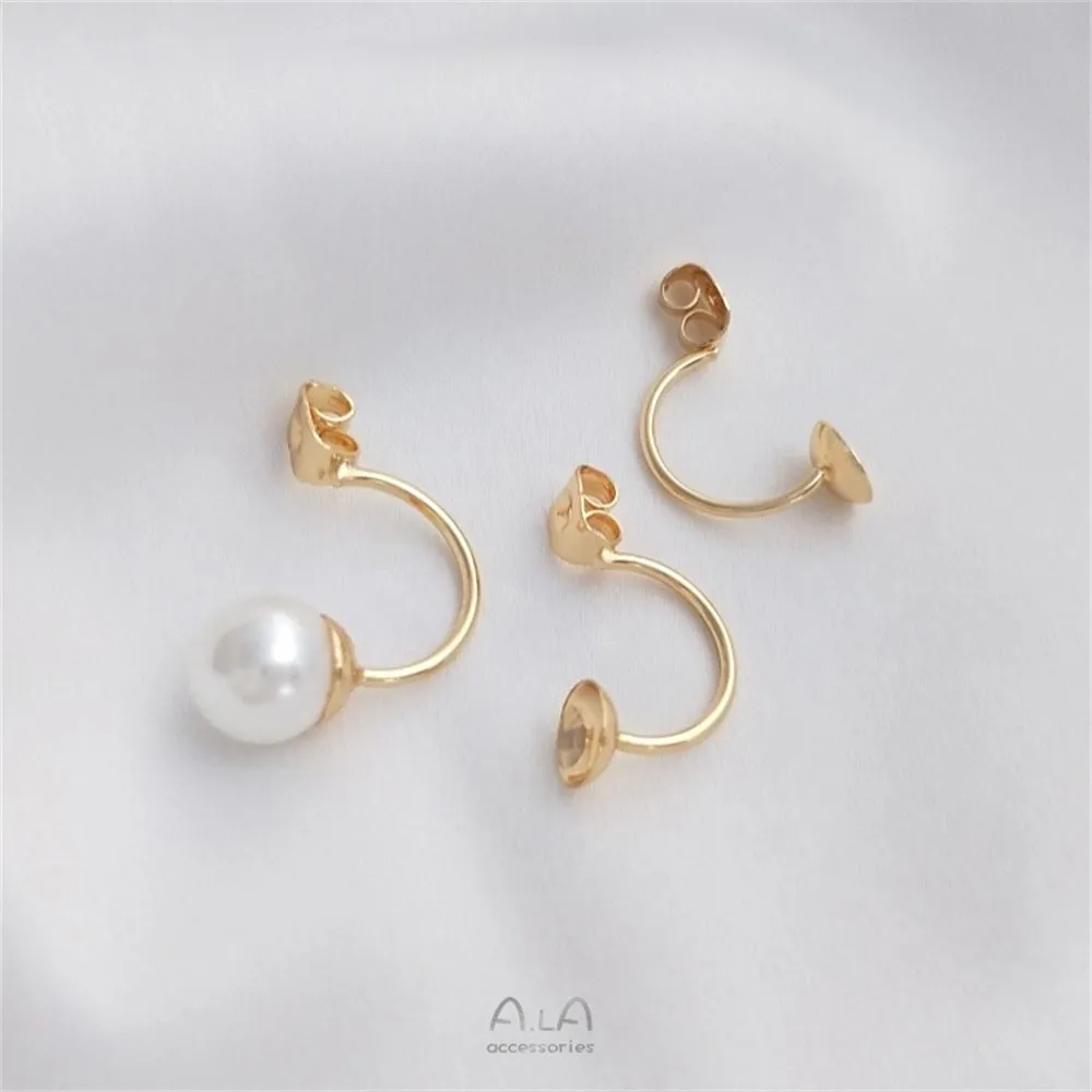 Diy Accessories 14K Gold-plated C-shaped Pearl Butterfly Earplugs Hanging Ear Plugs Handmade Ear Jewelry Materials E135