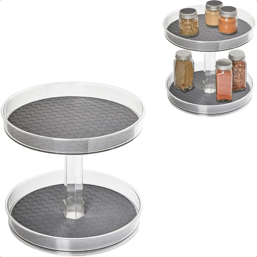 

2Tier Hexa Organizer Turntable for Cabinet Refrigerator Pantry Table and Shelf Rotating and Spinning Pantry Organization Spic