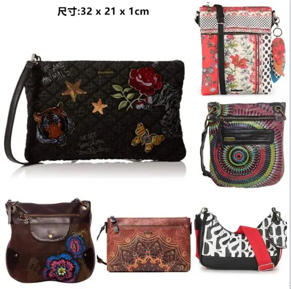 Foreign trade original single Spanish women\'s bag embroidery printed shoulder bag zipper Fanny pack fashion new