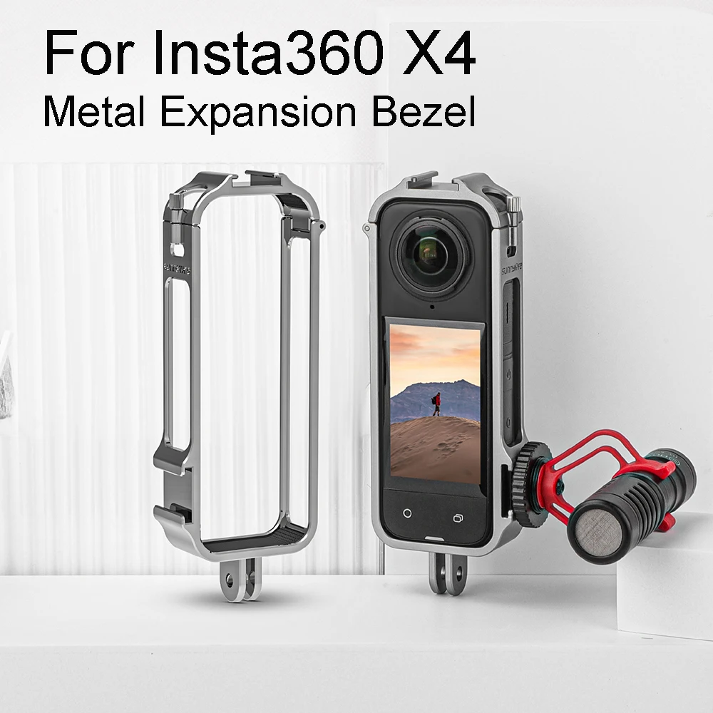 

For Insta360 X4 Metal Expansion Bezel For Insta360 X4 Accessories Aluminium Metal Rabbit Cage Dual Cold Boot Cuff Camera Case