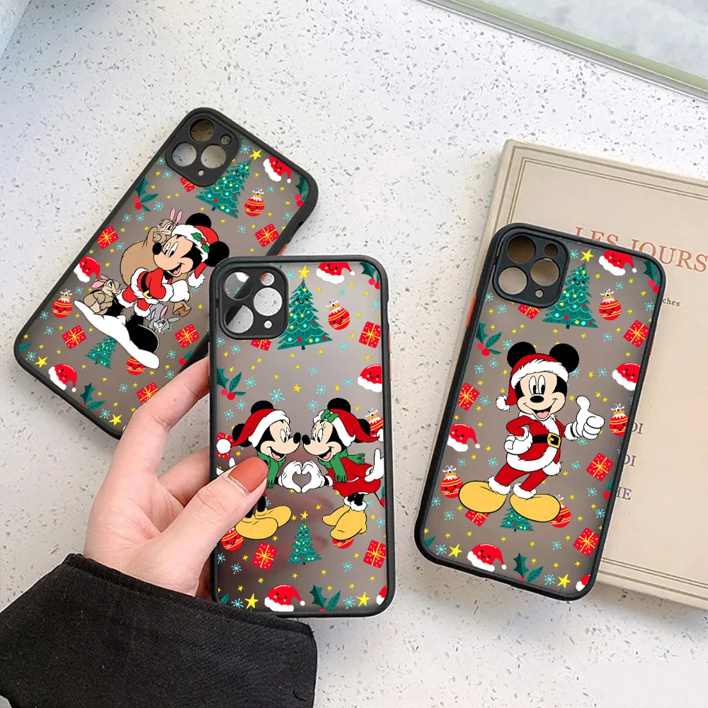 

Christmas Disneys Case For iPhone 17 16 15 13 12 11 14 Pro Max 15 Plus 16e 17 Air Shockproof Silicone Clear Cover Mickey Fundas