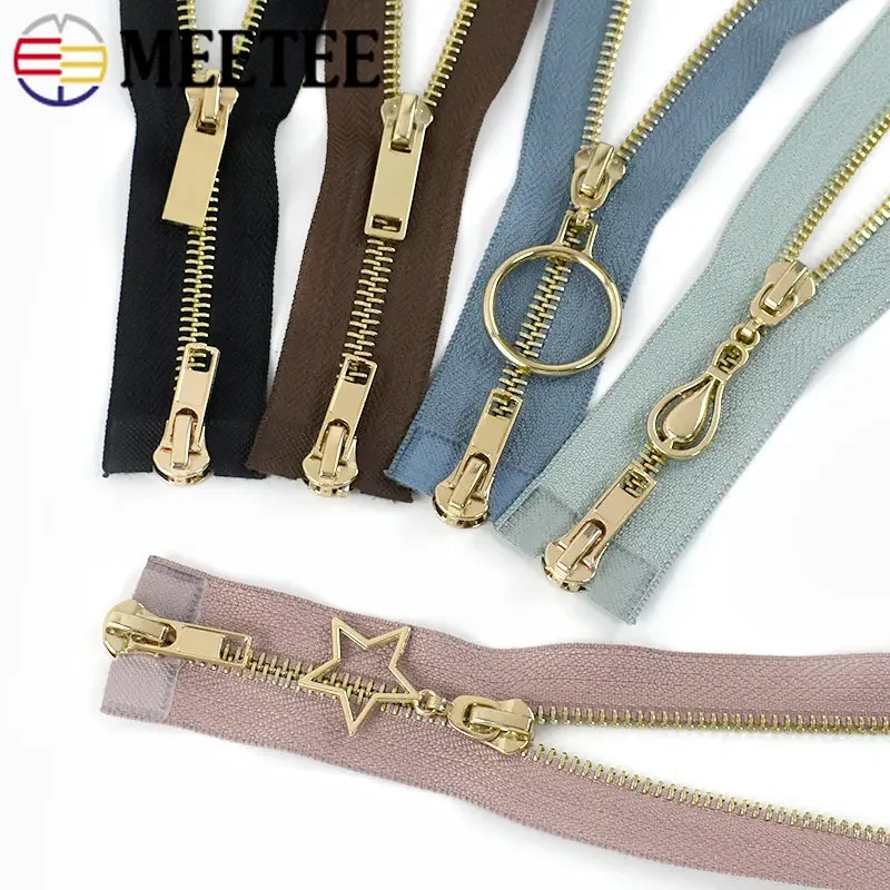 1Pc 80/100/120cm Auto Lock Metal Zipper 5# Double-slider Zippers for Jackets Coat Zip Repair Kit DIY Clothing Sewing Accessories