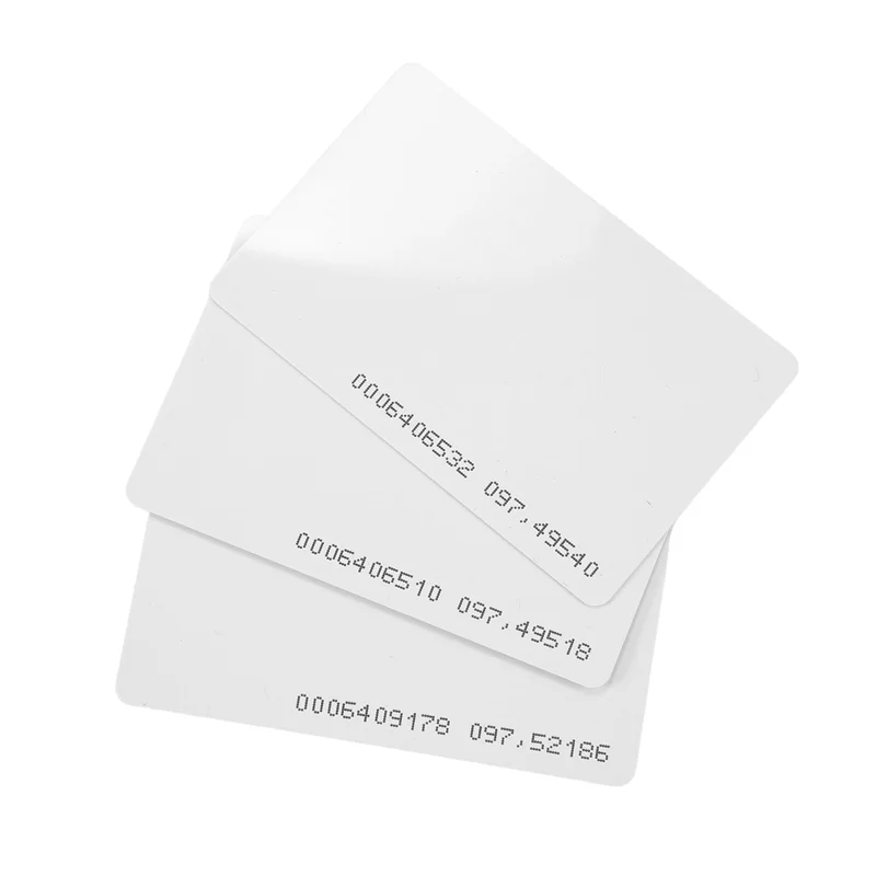 ABZW 100Pcs 액세스 제어 카드 RFID 카드 125Khz EM4100 TK4100 액세스 제어 키용 스마트 근접 카드 RFID 태그 키