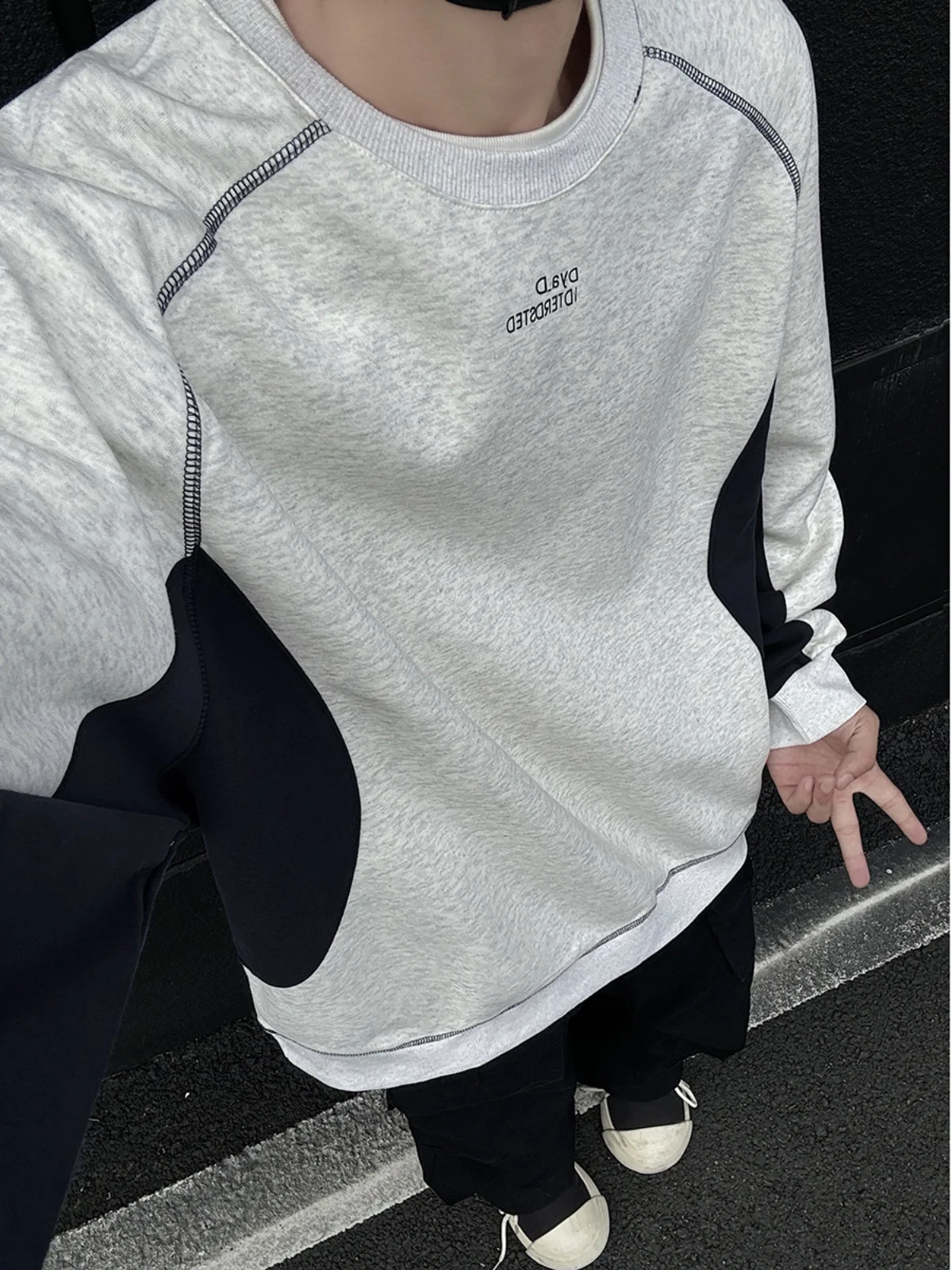 

Винтажный вязаный свитшот с круглым вырезом и пэчворком, мужской, осенний, в американском ретро-стиле, простой, для ношения под одеждой, Cleanfit, с длинным рукавом