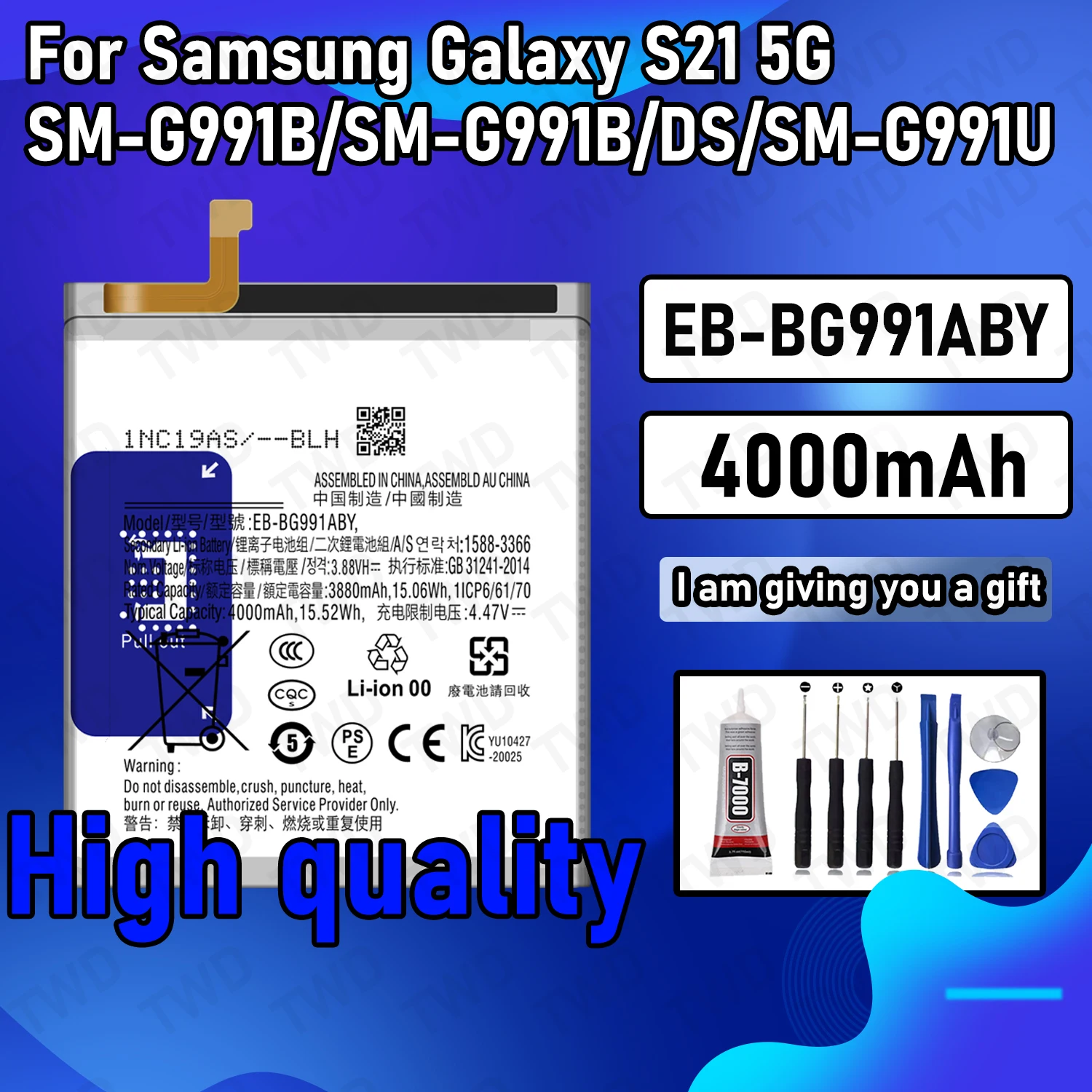 

EB-BG991ABY Аккумулятор большой емкости для Samsung Galaxy S21 5G/SM-G991B/SM-G991U, новые аккумуляторы высокого качества + бесплатные инструменты