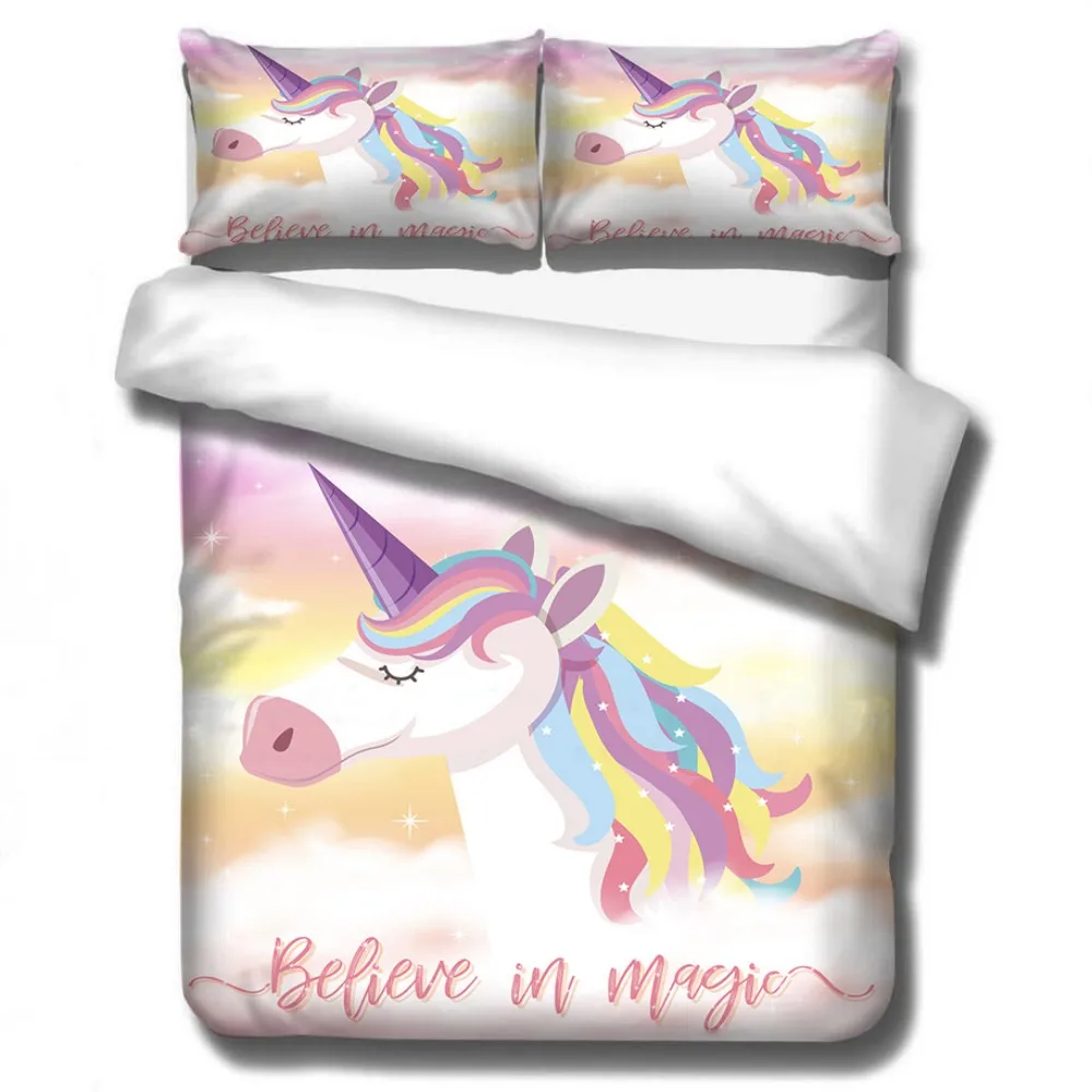 Color Unicorn Rainbow Bridge 3D Bedding Set Baby Kids Boys Girls Cartoon Bedroom Decoration Duvet Covers Pillowcase