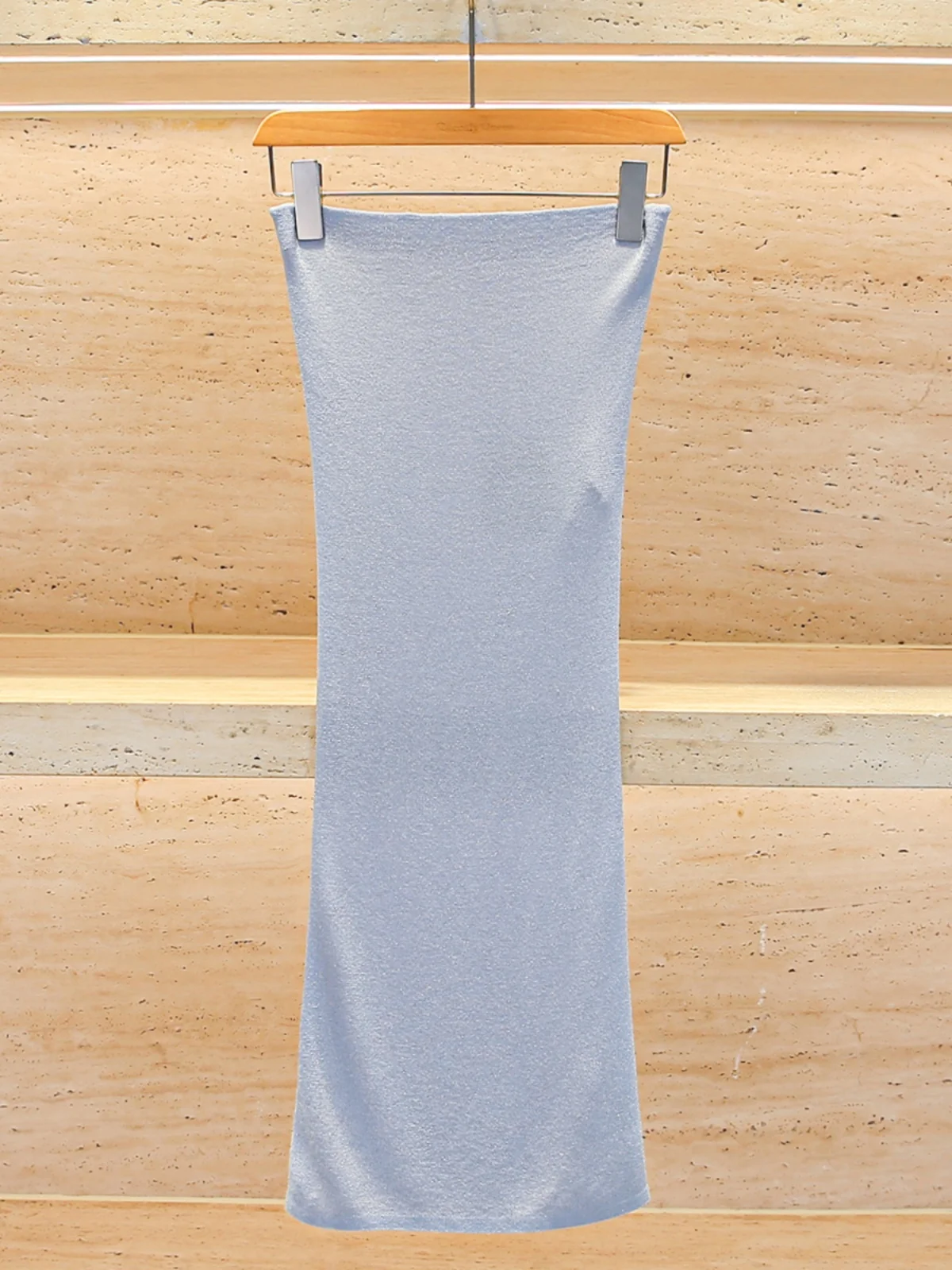 

Ele Long Knitted Slim Fit Skirt Gentle Sle High Waist A-Line Midi Skirt for Women in Spring Season Polyester Fiber