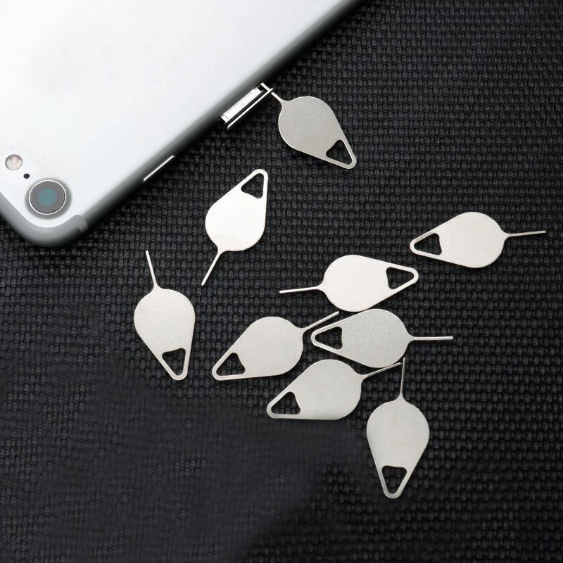 100Pcs Stainless Steel Sim Eject Pin Key Tool Mobile Phone Sim Card Tray Open Pin Ejector Card Needle Removal Pin Remover