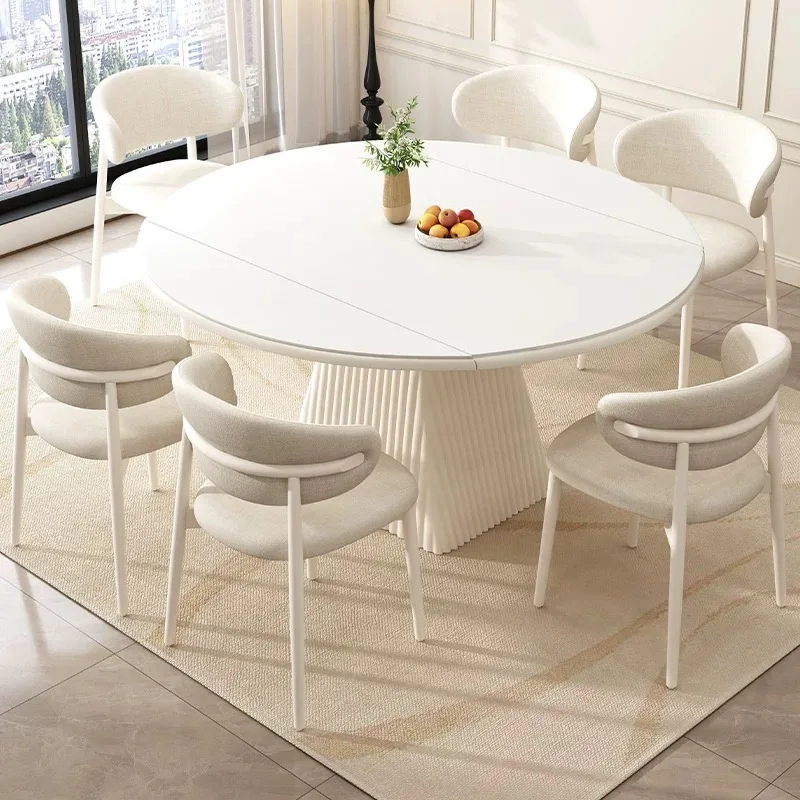 Wholesale Extendable Dining Table Round to Oval Transforming Design Perfect Space Saving Furniture for Small Apartment.