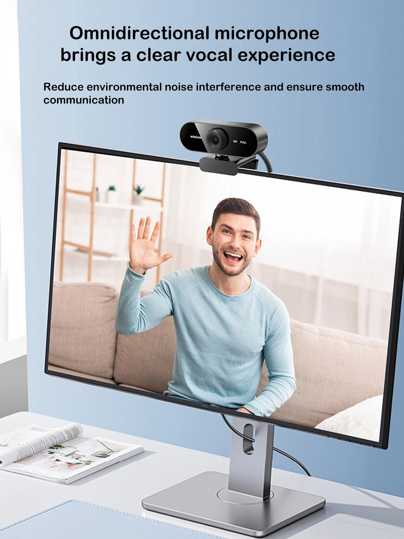 Professional-Grade 1080P HD USB Webcam (with Built-In Microphone), Suitable for Laptops and Desktop Computers
