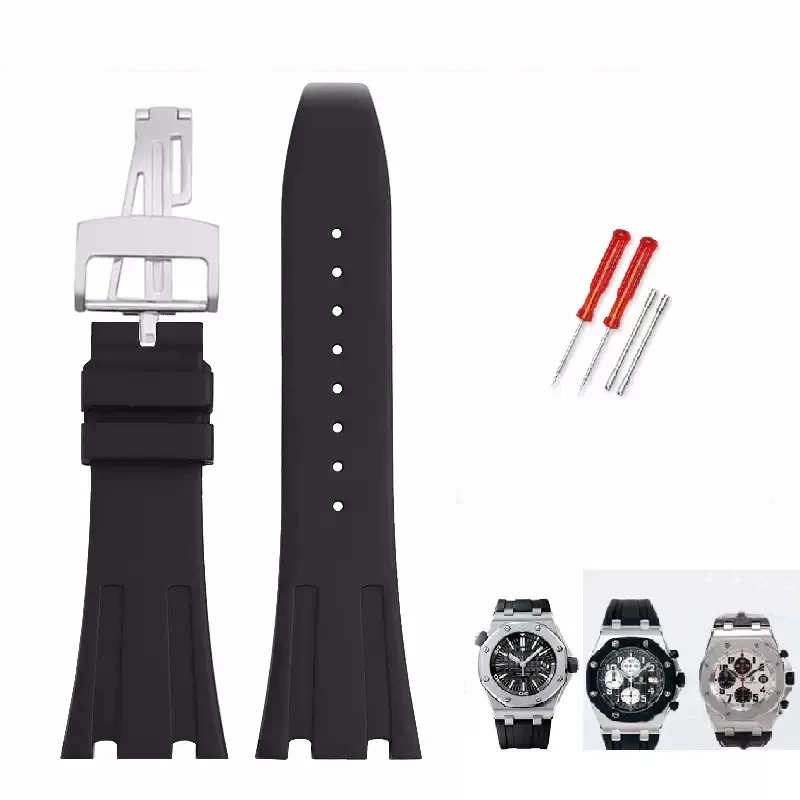 أشرطة ساعات سيليكون حزام الساعات لـ AP 15400 15202 15500 15703 26470SO Royal Oak Offshore سوار مطاطي رياضي للرجال 28 مللي متر