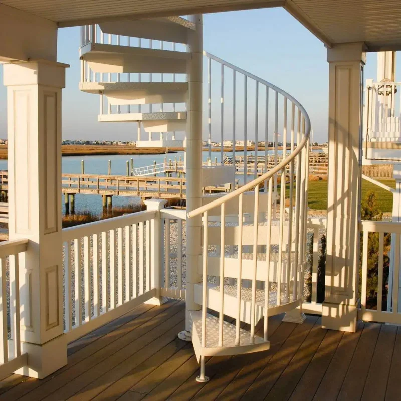 custom.DB America Style Staircase Luxury White Carton Steel Staircase Outdoor Simple Staircase Stairs